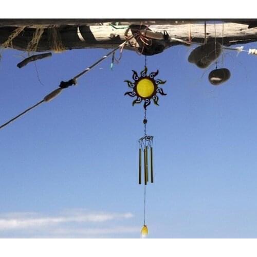 Sun Pattern Windchime Outdoor Living Pendant Yard Garden Tubes Bells Copper Antique Wall Hanging Home Decoration 2021