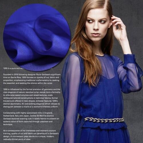 Sapphire high-end wide width mulberry silk fabric lined with Lady grade pure silk chiffon high-grade fabric in spring and