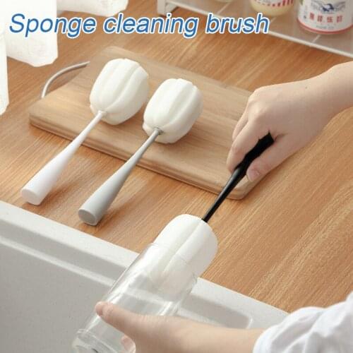 Sponge Bottle Brush Detachable Cup Brush with Long Thick Handle Vertical Storage Wine Baby Glass Cleaning Accessories TS2