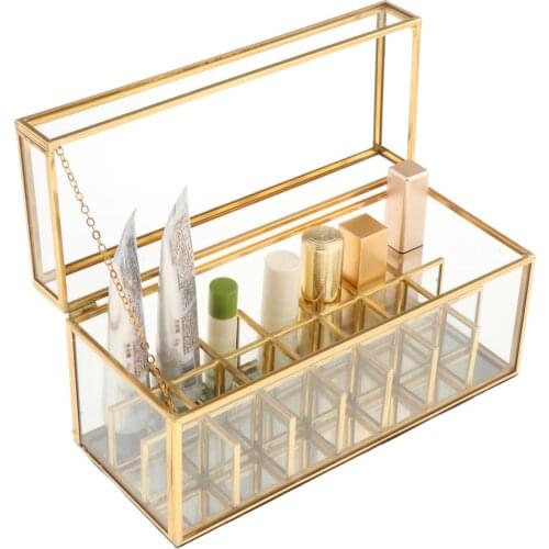 Glass Lipsticks Makeup Display Organizer, Multifunctional Comestic Storage for