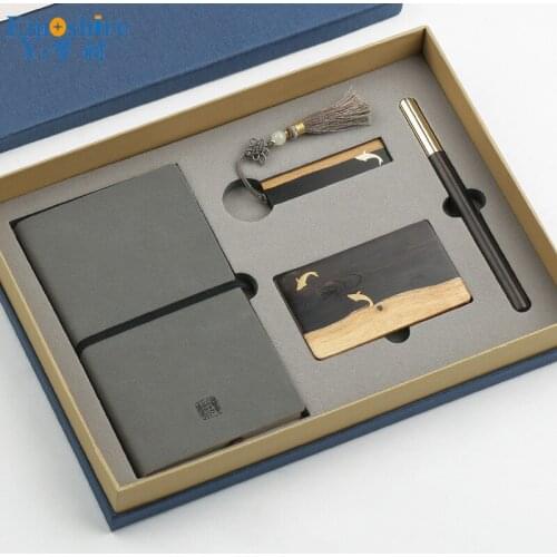 High-end Business Signature Pen USB Flash Driver Business Card Folder Notepad Ballpoint Pen Antique Gift Custom Lettering P449