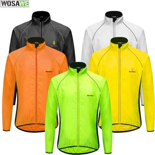 WOSAWE Ultralight Reflective Mens Cycling Jacket Long Waterproof Windproof Road Mountain Bike MTB Jackets Bicycle Windbreaker