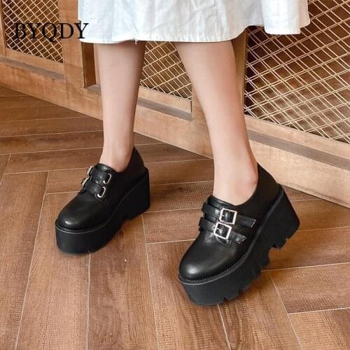 BYQDY Japanese Lolita Cute Mary Janes Pumps Platform Buckle Wedges High Heels Woman Pumps Sweet Gothic Punk Shoes For Girls