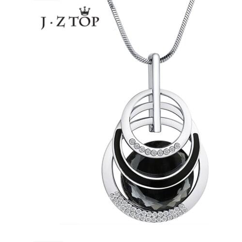 Fashion Choker Women Necklace Geometric Crystal Pendant Sweater Chain Silver Color Long Colar Statement Collier Femme Jewelry