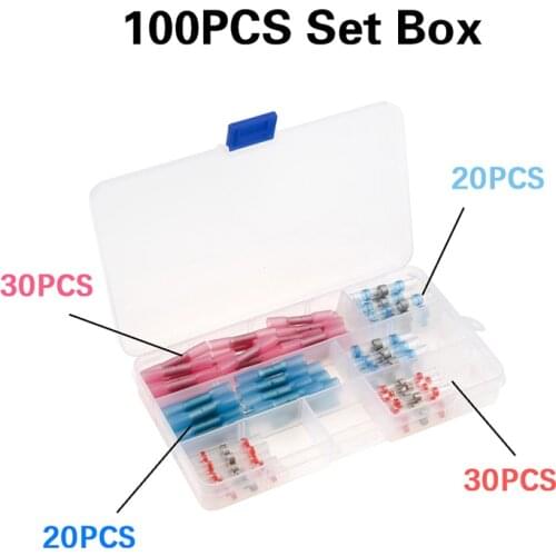 100Pcs Waterproof Heat Shrink Butt Electrical Wire Connectors Cable Crimp Terminals &Soldering Terminals Connectors Assorted kit
