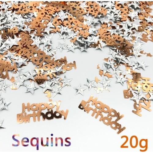 20g/Lot Happy Birthday Confetti PVC Sequins Holiday Party Decoration Handmade DIY Sewing/Wedding/Coat Hat Accessories