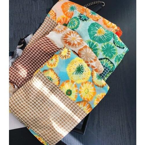 2020 Fashion Cotton Lemon Print Scarves Shawls Long Lady Trendy Fruit Tassel Scarf Wrap Hijab Muffler 4 Color