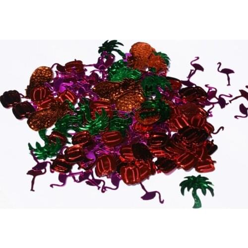 50g /bag mixed maple leaf, tree, chili, pineapple and flamigos Hawaii Tropical Colorful Glitter Party Table Confetti Decorations