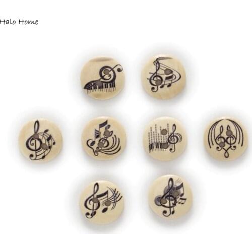 50pcs 2 Hole Note Mixed Round Wood Buttons Home Clothing Decor Sewing Scrapbooking 15mm