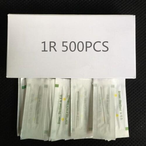 500 Pcs Disposable Sterilized Professional Tattoo Needles 1RL For Tattoo Eyebrow Pen Machine Permanent Makeup machine 0.35x50mm