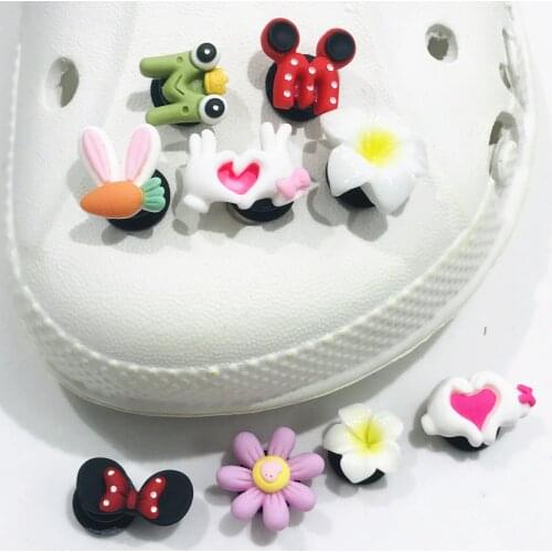 9Pcs/Set Cartoon Pink Flowers Bow-tie Resin Shoe Charms Accessories Shoes Buckle Diy Wristbands Backpack Party Gift