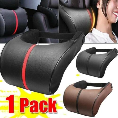 1pc Car Leather Neck Pillow Rest Cushion Pillows Auto Camping Seat Car Flight Supports Travel Accessories Car Styling Q5K8
