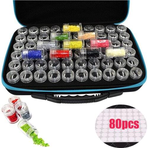 60 Bottles Diamond Painting Accessories Tool Carry Case Box Container Diamond Storage Bag Case Embroidery Mosaic