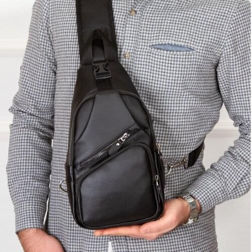 Black Sling chest bag men Crossbody shoulder strap Mini backpack leather for turkey