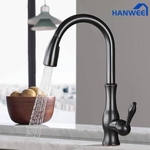 Black Kitchen Faucets Pull Out Kitchen Sink Faucet Mixer Tap Single Lever Water Mixer Tap Crane For Kitchen 360 Rotation Mixer