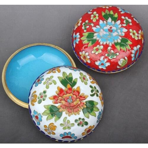 Handmade Enamel Filigree Copper Round Jewelry Gift Box Chinese style Cloisonne Decoration Jewellery Packaging Case Women Gift