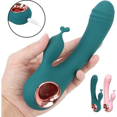 USB Rechargeable Dildo Rabbit Vibrator Sex Toys for Women Vaginal Anal Massager G Spot Clitoris Stimulation 10 Frequency