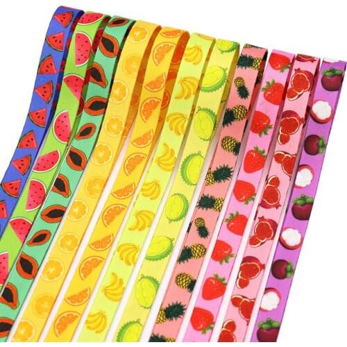 Summer Fruit Trims Printed Ribbons watermelon Strawberry Pattern for Gift Wrapping Home Decor 3/8 Inch X 5 Yard