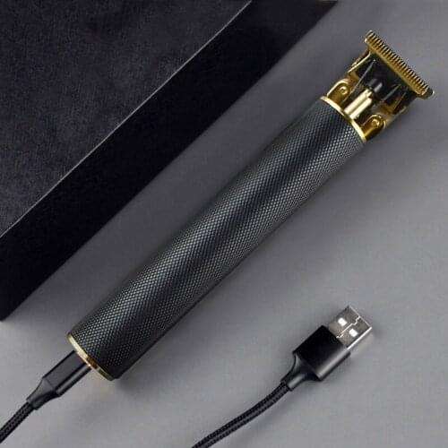 Hair Trimmer T Shape Skeleton Metal Body Rechargeable Salon Bald Graving Hair Clipper Cutting Machine For Man