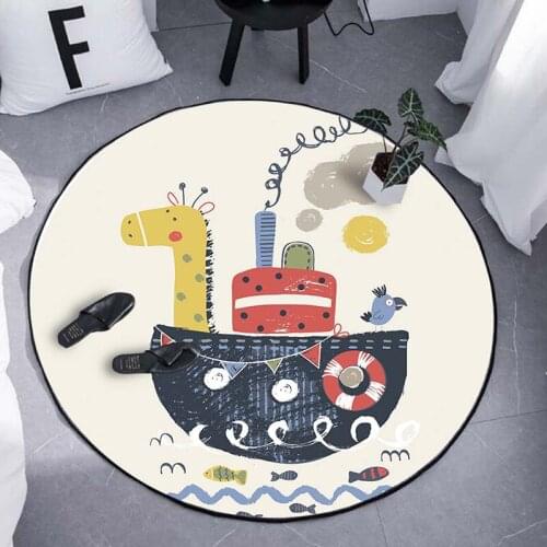 Cute Giraffe Cartoon Animals Cat Round Tapete For Living Room Bedroom Home Decor Carpet Rug Children Kids Soft Play Mat