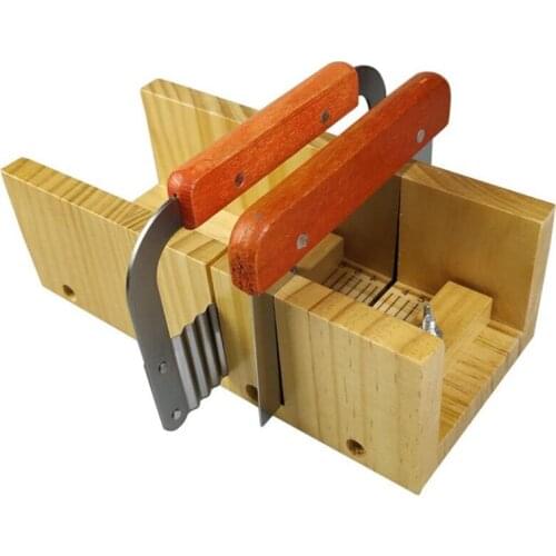 Soaps Making Tool Set Wood Adjustable Cutting Box with 2 Pieces Stainless Steel Cutters