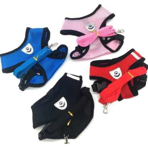Breathable Mesh Small Dog Pet Harness And Leash Set Puppy Cat Vest Harness Collar For Chihuahua Pug Bulldog Cat Arnes Perro