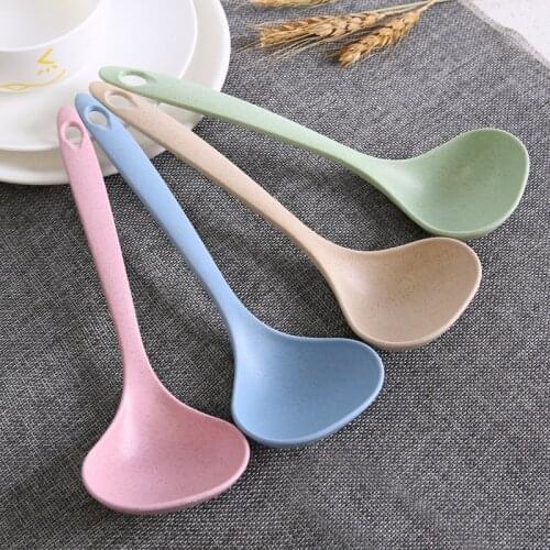 Tableware Wheat Straw Rice Ladle Long Handle Soup Spoon Kitchen Supplies Cooking Tool Eco-Friendly kitchen Utensil Accessories