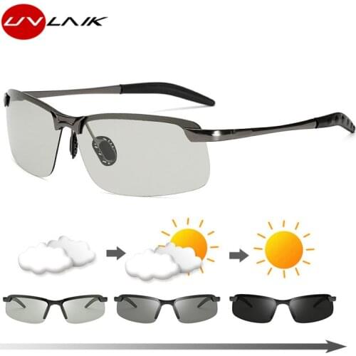 UVLAIK Photochromic Sunglasses Men Polarized Chameleon Discoloration Driving Sun glasses men Anti glare Sunglass dropshipping