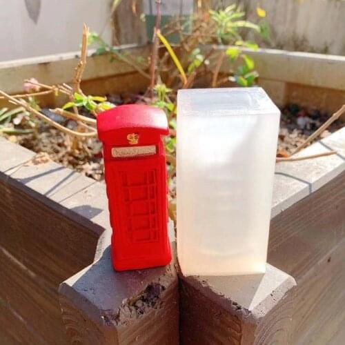Phone Booth Candle Mold Handmade 3d DIY Creative Phone Booth Aroma Resin Mold Cake Decoration Silicone Mold Candle Wax Molds