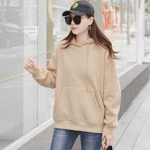 Hoodie white autumn winter 2020 new student best friend lazy wind loose top coat