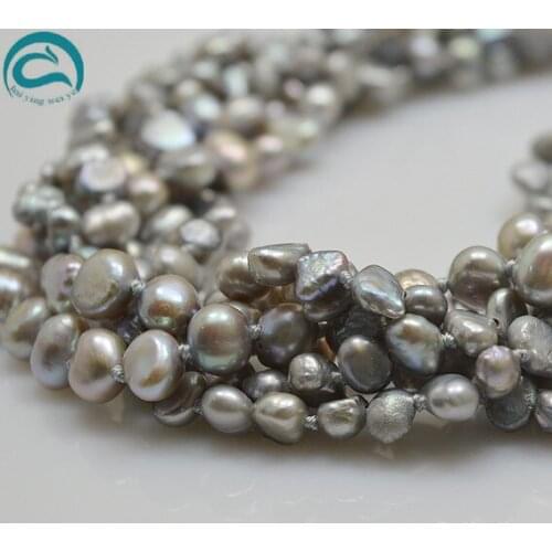 Natural Pearl Jewellery,Gray Color 6Rows Baroque Natural Freshwater Pearl Necklace,Magnet Clasp,18'',Perfect Party Women Gift