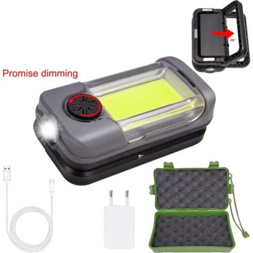 USB Charging Folding Bracket Powerful COB LED Flashlight SOS Torch Work Light Dimming Inspection Lamp Camping Tent Lantern 3Mode