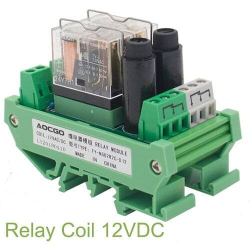2 Channel 1 SPDT DIN Rail Mount OMRON G2R 12V DC/AC with fuse Interface Relay Module