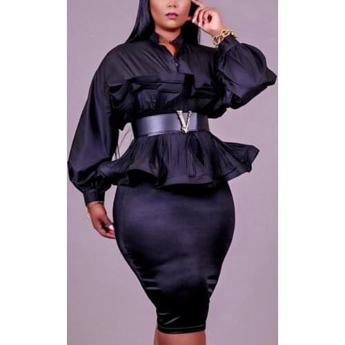 2021 Fashion Casual Skirt Suit Top Irregular Waist Pleated Skirt Bag Hip Two-piece Skirt Tight-fitting Elegant Party Suit New