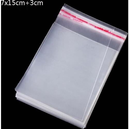 400 Pcs 7*15cm 3cm Transparent Self Adhesive Seal Poly Plastic Bags Crystal Clear Cellophane Cello Gift Bag