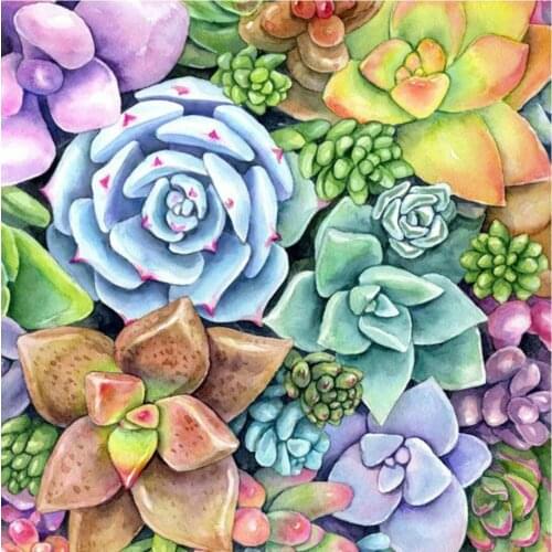 DIY Diamond Embroidery Succulent flowers Full Square round Diamond Painting Cross Stitch Kit flowers Mosaic Home Decor