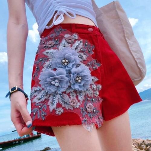 Oversize 5XL Women Applique Shorts Summer Fashion Button High Waist Wide Leg Commuting Shorts Black White Wild Casual Shorts
