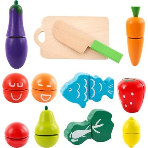 Children Pretend Play Kitchen Set Fruits Vegetables Cutting Early Educational Toy For Kids Birthday Gift