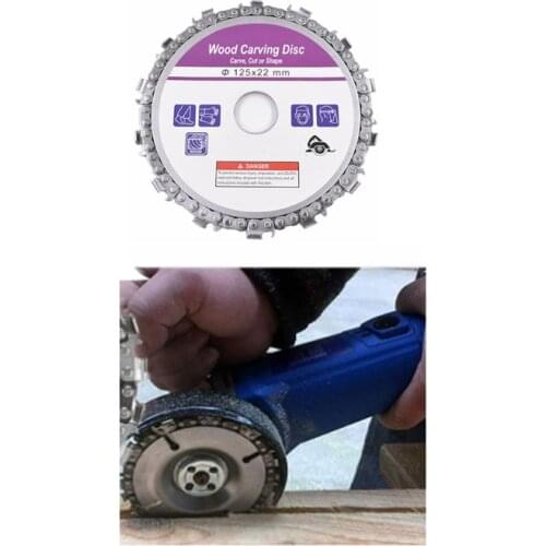 5'' Wood Carving Disc Chain Saw Blade Carpentry Woodcarving Cutting Tool for 100/125 Angle Grinder