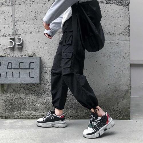 Mens Harem Pants Streetwear Cargo Pants Hip Hop Jogging Pants Multi-Pocket Man Casual Jogger Pants Harajuku Loose Trouser S-5XL