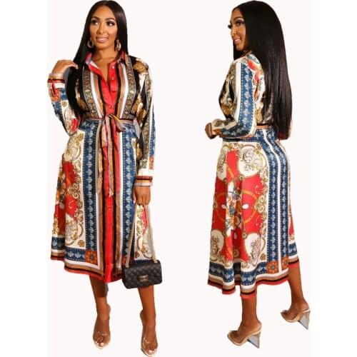 Elegant Temperament Retro Ethnic Style Womens Long-sleeved Shirt African Style Dress Birthday Dress for Women
