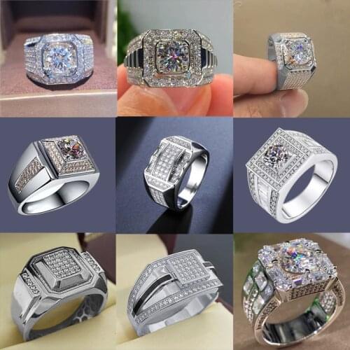 FDLK White Zircon Full Crystal Rings For Women Men Hip Hop Engagement Ring Jewelry Wholesale Size 6-13