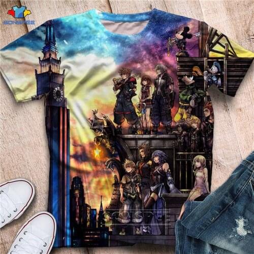 SONSPEE Summer Fashion Tees Kingdom Heart Animation 3D Print Mens Tops Unique Clothing Short Sleeve T shirt Women Drop Shipping