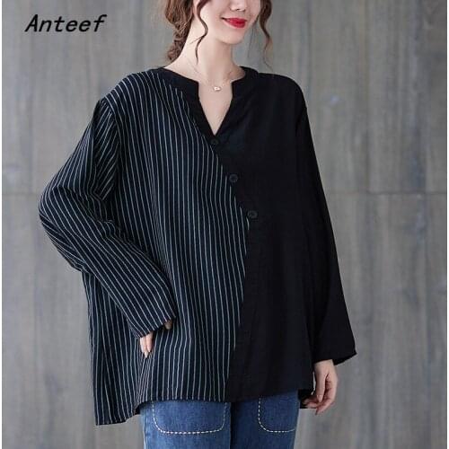 Long sleeve cotton oversized autumn korean fashion tshirt vintage tee t shirt casual loose top women 2021 t-shirts clothes