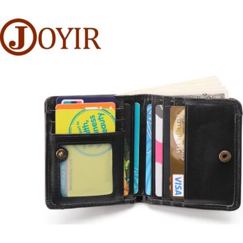 JOYIR New Mens Women Coin Purse Genuine Leather Men Wallets Fashion Short Wallet Coin Pocket Purse Leather Rfid Wallet For Male
