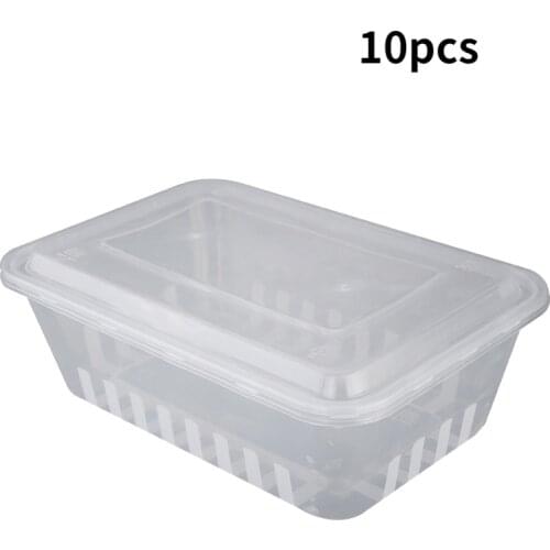 10pcs high-quality cost-effective disposable 1500ml box rigid plastic packed lunch box lunch box fresh fruit storage box