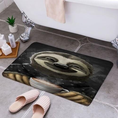 Morning Sloth Coffee Black 3D Print Doormats Rectangle Non-Slip DoorMat Bedroom Kitchen Entrance Print Door rugs Dropshipping