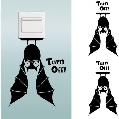 Creative Bat Switch Sticker Cartoon Animals Halloween Decoration Vinyl Wall Stickers for kids Rooms Bedroom Home Decor