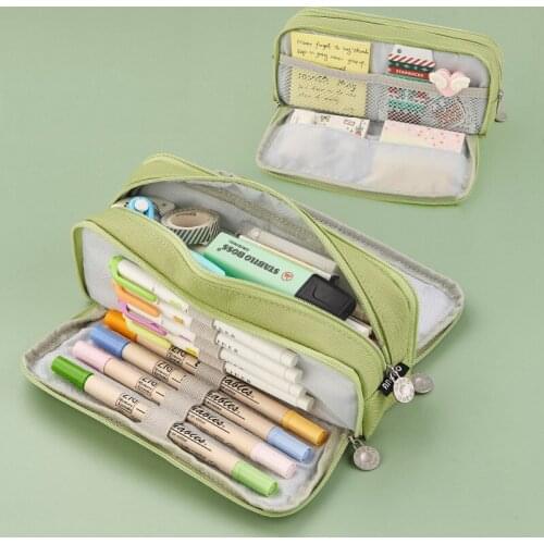 Creative Double Face Pencil Bag Cute Colored Pencil Case High Capacity Storage Pen Pouch Canvas Stationery Bag School Supplies