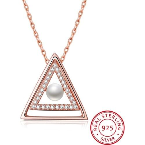 LEKANI Real. 925 Sterling Silver Jewelry open Triangle Pendants /Necklace Geometric Jewelry Sterling-Silver-Jewelry
